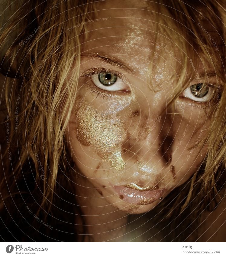 Goldene Zeit Frau Himmelskörper & Weltall gold Auge Mund Haare & Frisuren Blick außergewöhnlich