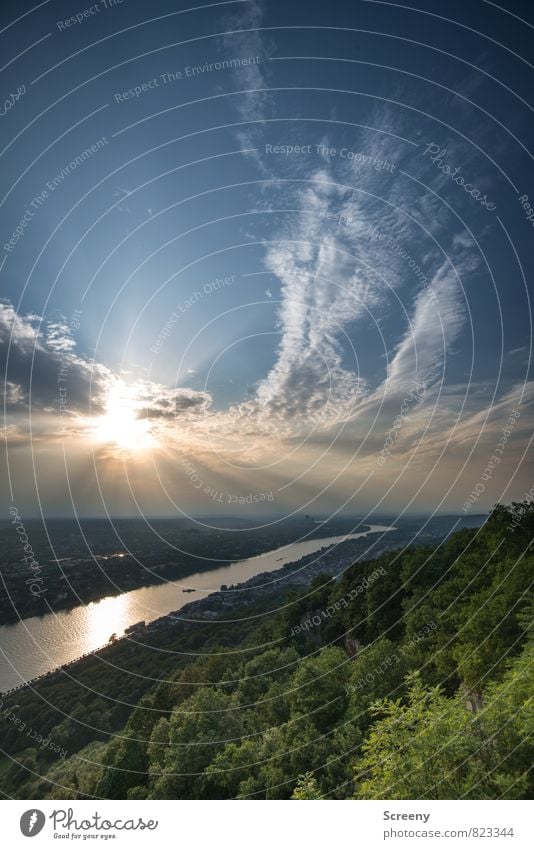 Vom Drachenfels... Tourismus Ausflug Sightseeing Sommer Berge u. Gebirge wandern Landschaft Himmel Wolken Sonne Sonnenaufgang Sonnenuntergang Sonnenlicht Baum