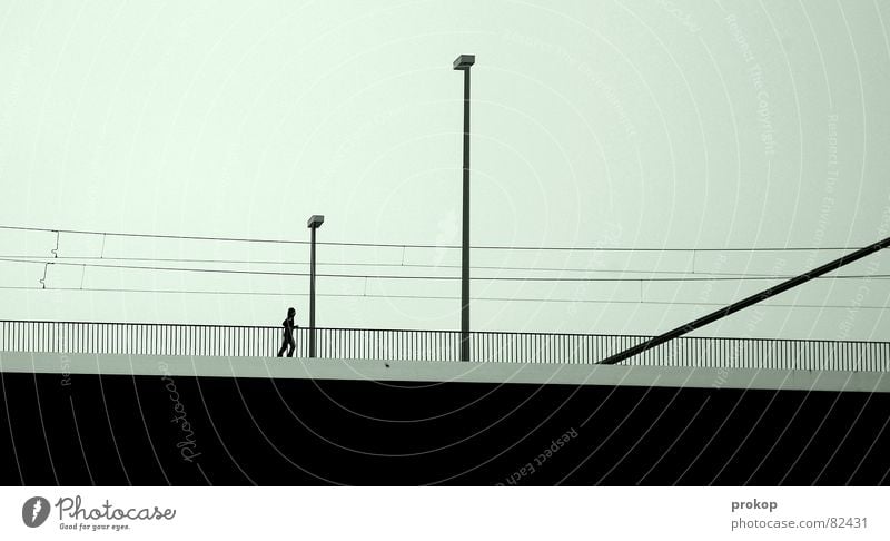 Scherenschnitt Teil 3 Fairness unsozial Einsamkeit Geometrie Lampe schwarz Verkehr Straßenverkehr trist Menschenleer Brückenpfeiler Linie abgelegen desolat