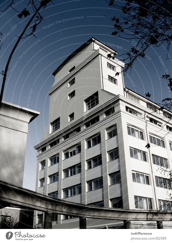 The Mill front view Italien Blauer Himmel modern mill restructured building complex apartment building Tree azure sky-high sky-blue