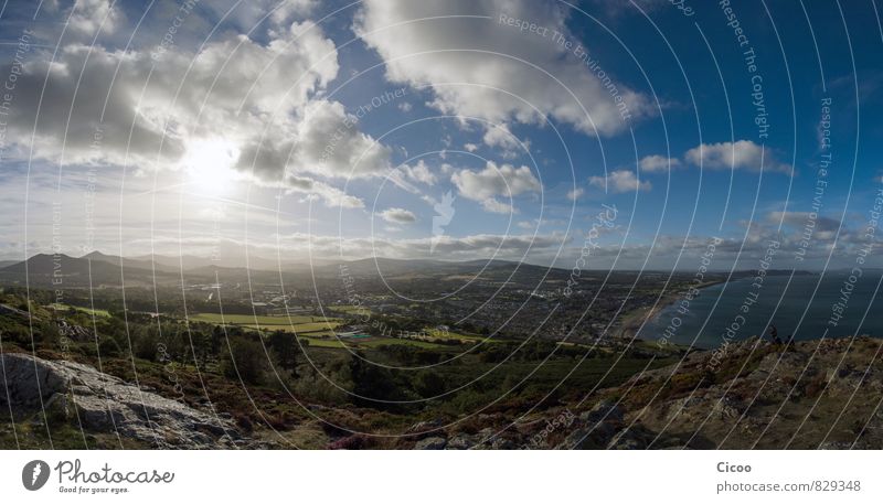 Ausblick Landschaft Erde Luft Wasser Himmel Wolken Horizont Sonne Sonnenaufgang Sonnenuntergang Wetter Schönes Wetter Wind Hügel Berge u. Gebirge