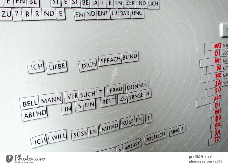 sprachblind Wort Magnet Kühlschrank Gedicht Dinge