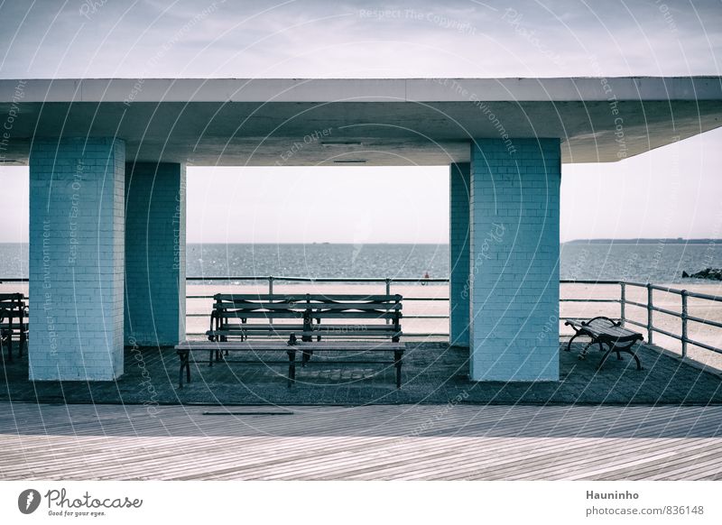 Rastplatz am Strand Ferien & Urlaub & Reisen Tourismus Ausflug Meer Umwelt Urelemente Sand Luft Wasser Schönes Wetter Küste USA Architektur Unterstand Fassade