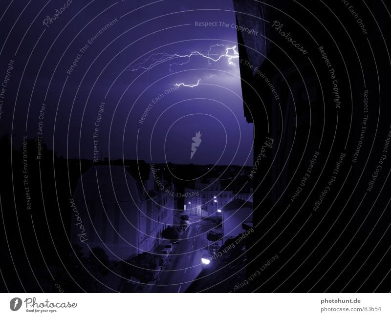 Thunderstorm Haus Blitze Unwetter Donnern Nacht Stadt Gewitter Straße