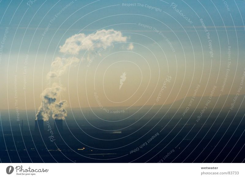 nuclear power plant Kraichgau Nebel Heidelberg Deutschland Industrie Powerplant hazy Stromkraftwerke fog steam Wasserdampf blue Landschaft