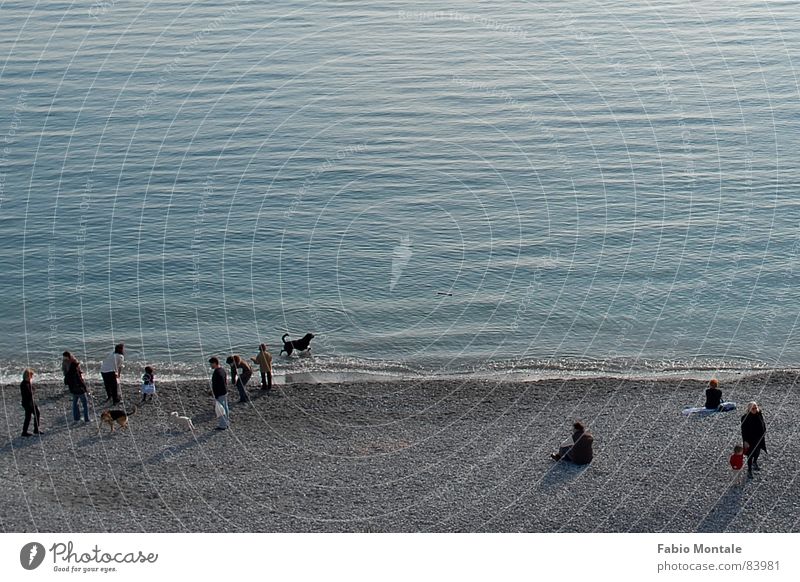 sonntag morgen, strandleben, italien Winter Strand Ligurien Santa Margherita Ligure Meer Hotelzimmer Strandleben Mensch