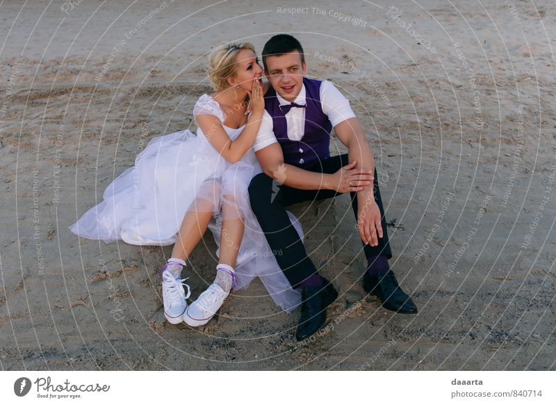 flüstern elegant Stil Leben harmonisch Hochzeit Familie & Verwandtschaft Paar Partner Natur Schönes Wetter Küste Strand beobachten berühren Blühend Denken