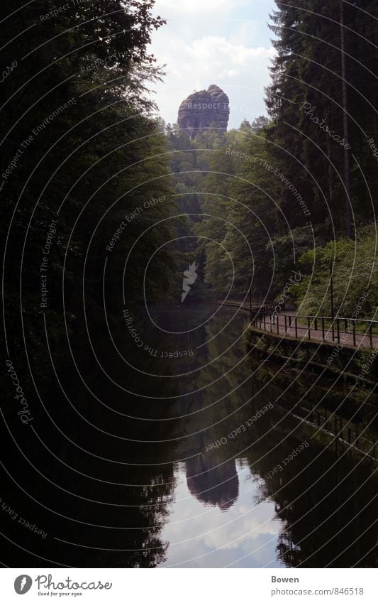 Weg des Spiegels Umwelt Natur Landschaft Pflanze Urelemente Wasser Himmel Wolken Sonne Baum Wald Felsen Flussufer Wege & Pfade ruhig mystisch erholsam