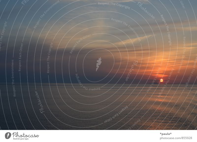 Ein letzter Blick zurück Natur Wasser Himmel Wolken Horizont Sonne Sonnenaufgang Sonnenuntergang Sonnenlicht Schönes Wetter Wellen Meer ästhetisch Ferne