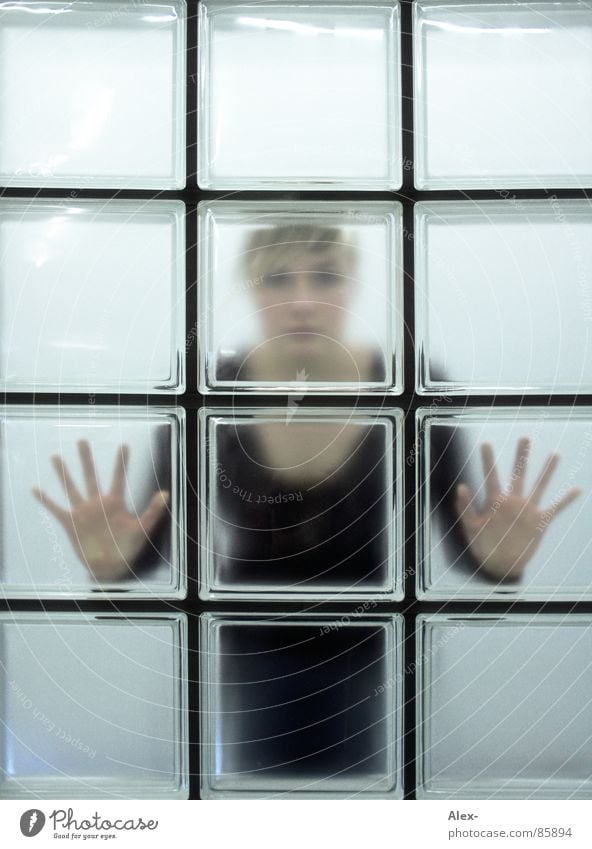 vereist kalt Fenster Blick Hand Frau Quadrat Rechteck eingefrohren durchgucken lydia Netz warten