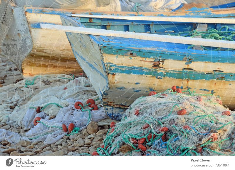 Griechenland Ferien & Urlaub & Reisen Tourismus Sommerurlaub Sonne Strand Meer Arbeit & Erwerbstätigkeit Sand Fischerdorf Verkehrsmittel Fischerboot Hafen Holz