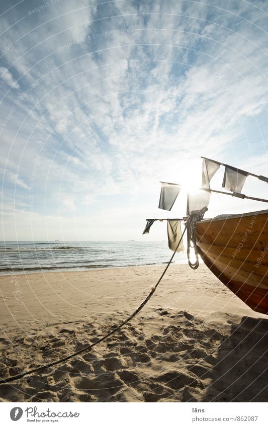 Strandfischer Fischer Fischerboot Sand Horizont Himmel Wolken Usedom