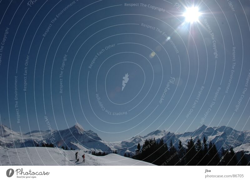 Winterspatziergang Bergkette Neuschnee wandern gehen Tiefschnee Tanne Wald schön Geltenhorn Strahlung Berge u. Gebirge Winterwanderweg Schnee Skipiste Himmel