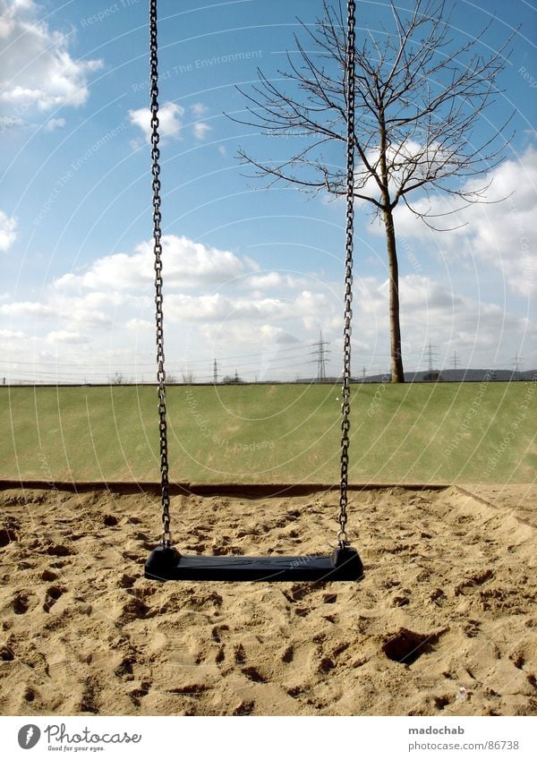 VERLORENE KINDHEIT Kinderspiel Schaukel Sandkasten Einsamkeit geisterhaft verloren desolat wiegen Wolken taumeln Ödland Gefühle Freizeit & Hobby Frieden