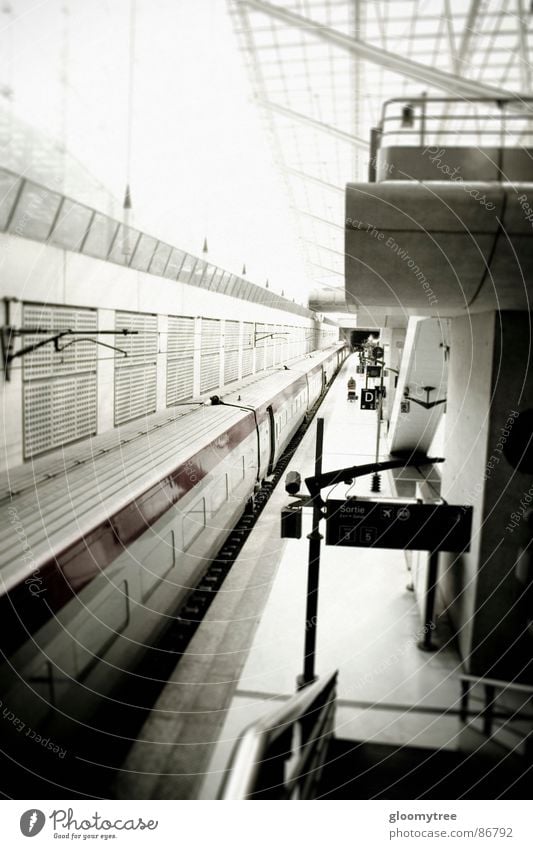 paris train station Paris Straßenbahn Trainer Bahnhof Schwarzweißfoto stylized desaturated railroad train commuter train railroad station railway station