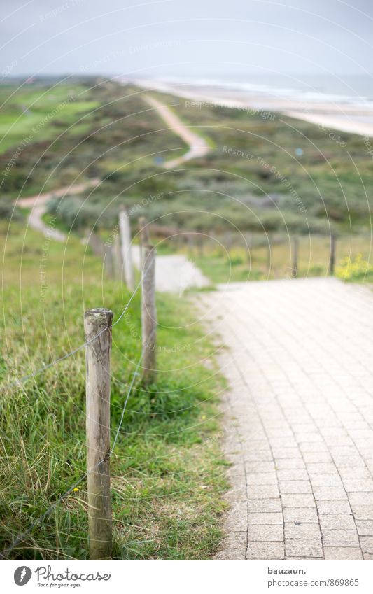 langer weg. Ferien & Urlaub & Reisen Ausflug Abenteuer Ferne Freiheit Sommer Strand Meer Umwelt Natur Landschaft Erde Himmel Wolken Klima Wetter Gras Küste