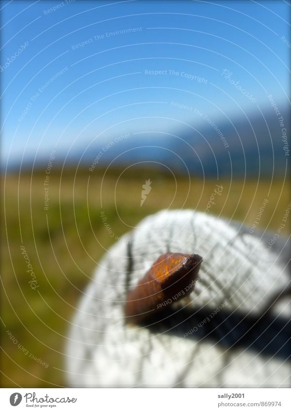 Tetanus geimpft? Landschaft Wolkenloser Himmel Sonnenlicht Sommer Schönes Wetter Berge u. Gebirge Beton Metall alt eckig Ekel Spitze Senior bedrohlich Verfall