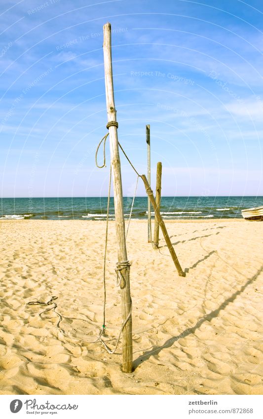 Stange Erholung Ferien & Urlaub & Reisen Horizont Küste Mecklenburg-Vorpommern Meer Ostsee Strand Menschenleer Ferne Sehnsucht Sand Sandstrand Textfreiraum