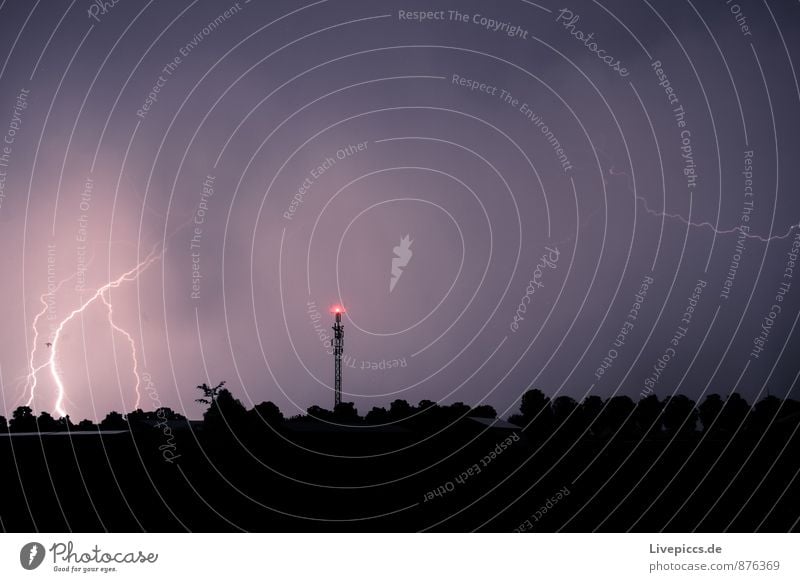 ...schon wieder Gewitter Umwelt Natur Landschaft Luft Himmel Wolken Gewitterwolken Nachthimmel Sommer Unwetter Blitze Pflanze Baum Feld Wald leuchten dunkel