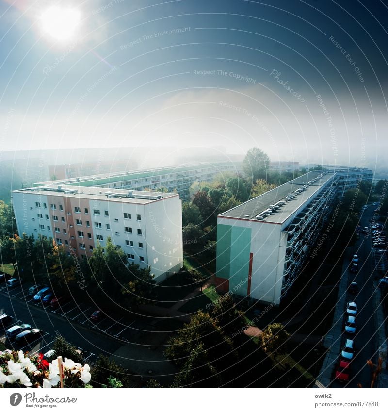 Legoland Wolkenloser Himmel Horizont Klima Wetter Schönes Wetter Baum Bautzen Deutschland Kleinstadt Stadtrand bevölkert Haus Gebäude Plattenbau Mauer Wand