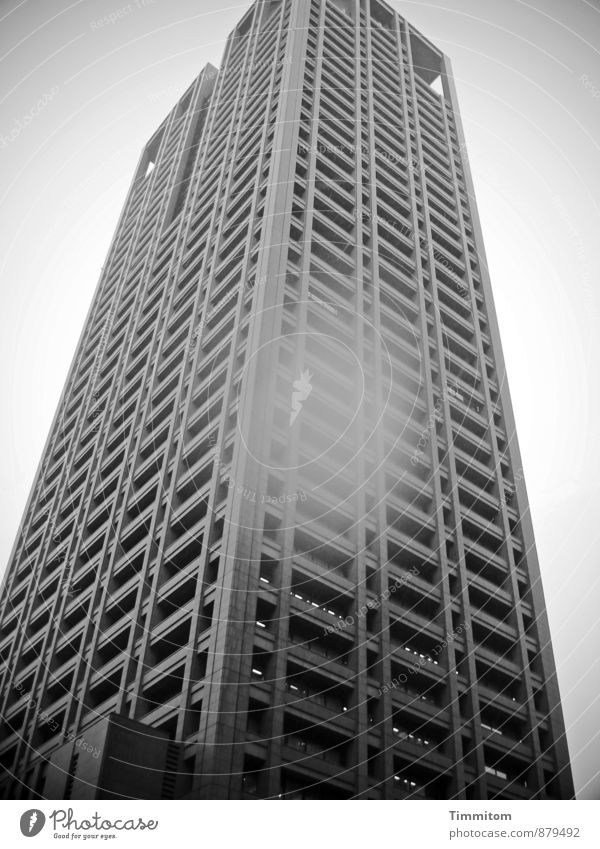 Okaeri - Beate-Helena Ferien & Urlaub & Reisen schlechtes Wetter Regen Osaka Japan Hochhaus Etage Fenster Beton Linie Blick ästhetisch grau schwarz Gefühle