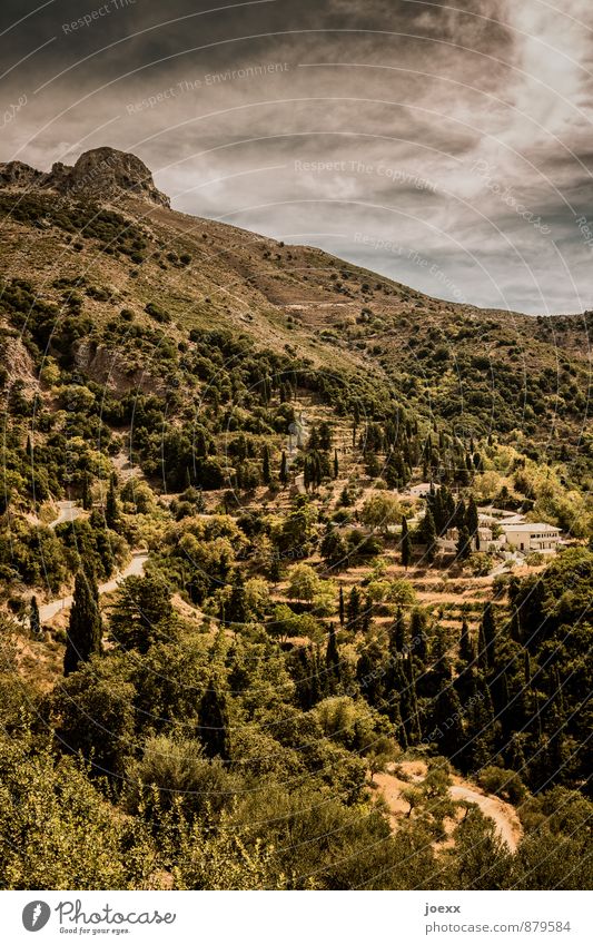 Noch schön Natur Landschaft Himmel Gewitterwolken Sommer Berge u. Gebirge Traumhaus Straße braun grün Idylle Farbfoto Gedeckte Farben Außenaufnahme Tag Kontrast