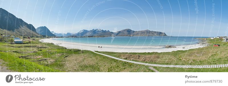 Beach Natur Landschaft Wasser Sonne Sonnenlicht Frühling Schönes Wetter Berge u. Gebirge Seeufer Strand Bucht Fjord Meer Lofoten Stein Sand Holz Freude Stil