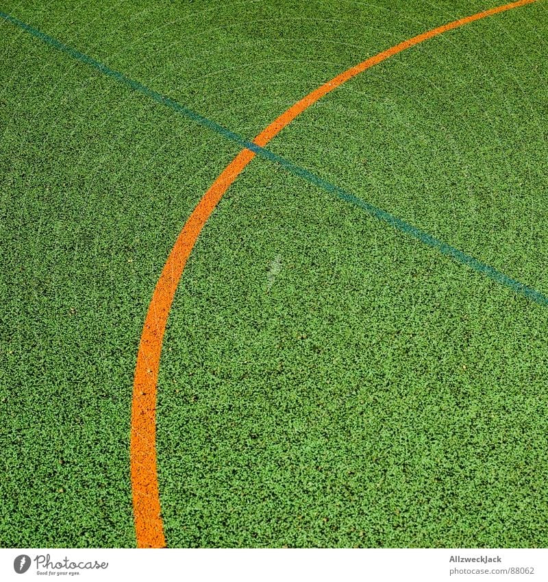 Weniger ist Mehr Basketballplatz Sportplatz Biegung Linie Spielfeld Platz Ballsport Spielen orange um die ecke minimalistisch