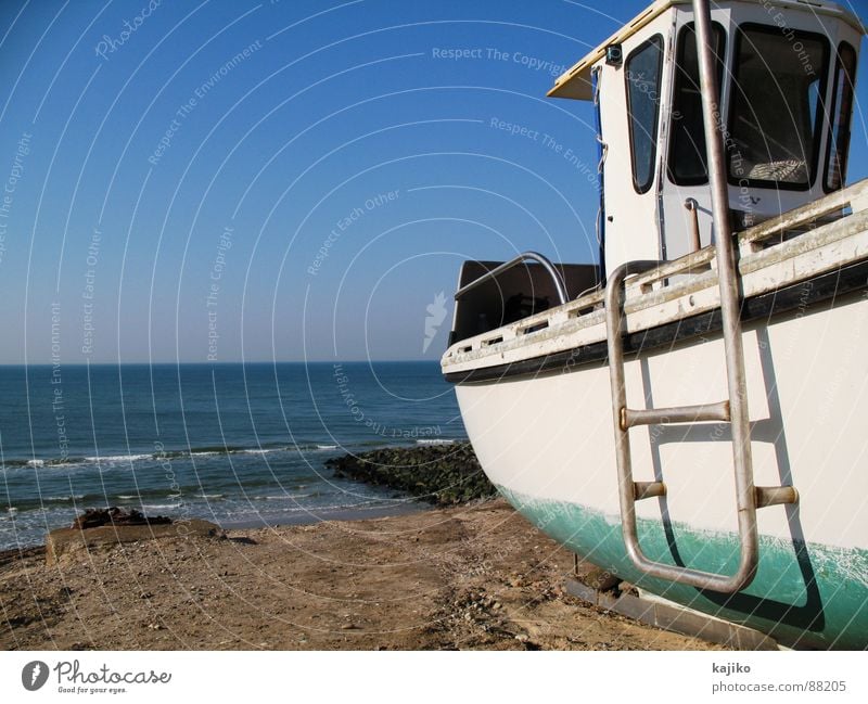 Lönstrup See Meer Arbeit & Erwerbstätigkeit Einsamkeit Fischerboot zurückziehen Wasserfahrzeug Dock Strand Sommer Liegeplatz Meeresspiegel Küste Hafen lönstrup