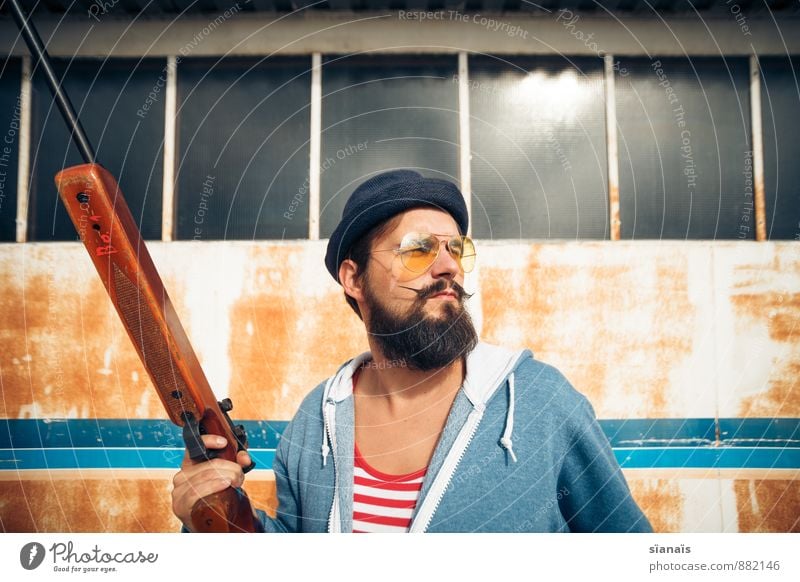 Witterung Lifestyle Freizeit & Hobby Jagd Mensch maskulin Mann Erwachsene Hut Vollbart Rost bedrohlich lustig Mut Hochmut Stolz hunter s. thompson Luftgewehr