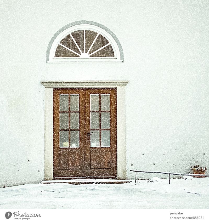 tomorrow is another day Urelemente Winter Sturm Schnee Schneefall Burg oder Schloss Fassade Tür Zeichen elegant kalt reich Einsamkeit Kultur Reichtum