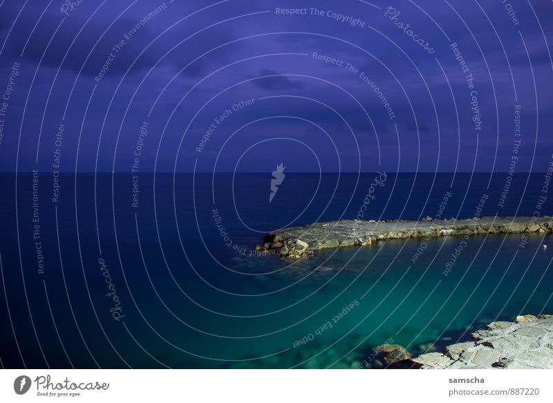 am Meer III Ferien & Urlaub & Reisen Tourismus Ausflug Abenteuer Ferne Freiheit Sommer Umwelt Natur Landschaft Wasser Himmel Wolken Nachthimmel Horizont Küste