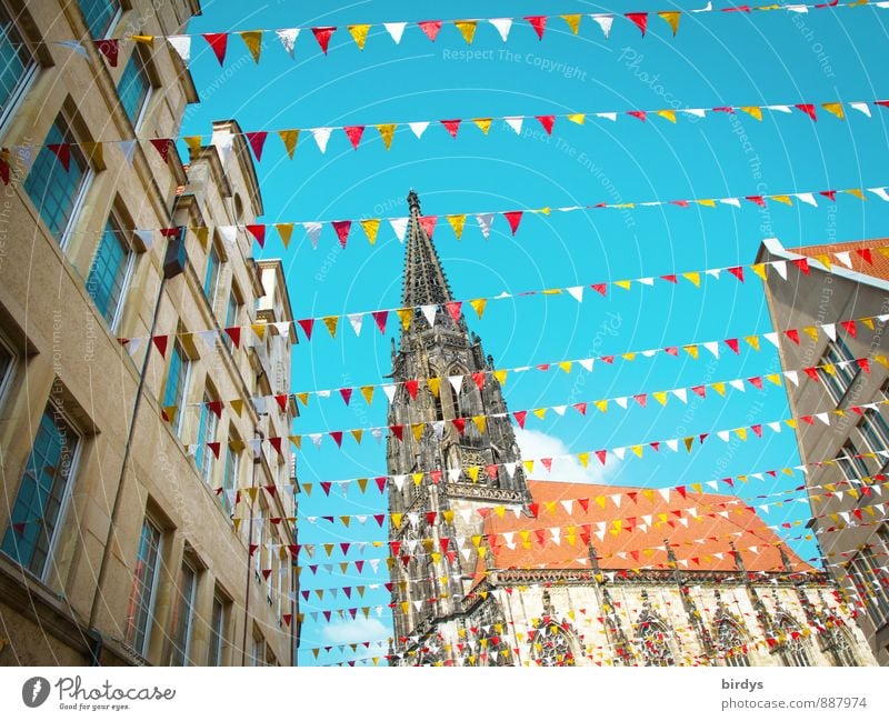 Lambertikirche in Münster Wolkenloser Himmel Haus Kirche Sehenswürdigkeit Dekoration & Verzierung Fröhlichkeit positiv schön mehrfarbig Lebensfreude