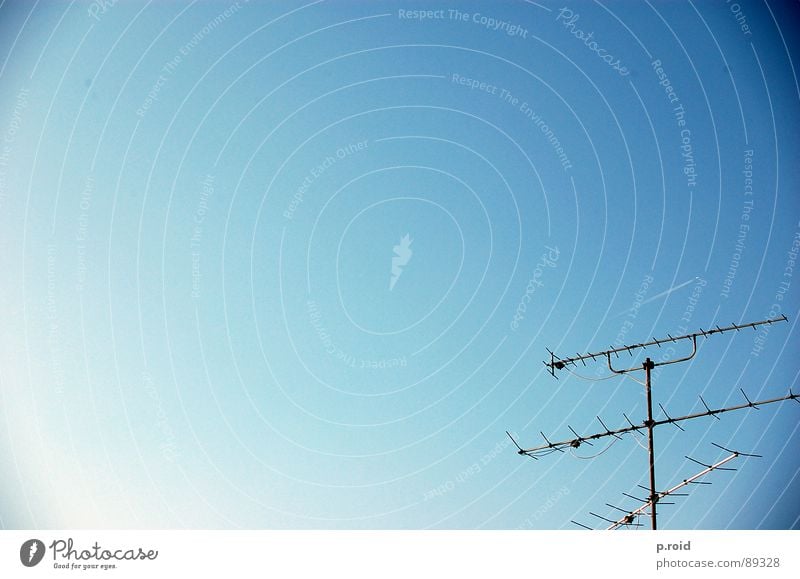 a clean escape. Antenne Haus Dach Fernsehen Backstein Sender Top Sommer München Himmel Schornstein Klarheit blau roof Skyline Silhouette Schönes Wetter Hochhaus