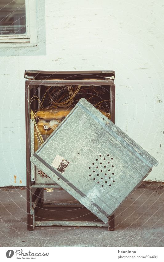 Sperrmüll Häusliches Leben Innenarchitektur Küche Elektroherd Herd & Backofen Stahlkabel Kabel Kochplatte Metall Kunststoff alt eckig kaputt retro grau silber