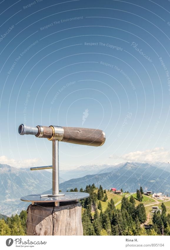 WeitSicht Ferien & Urlaub & Reisen Tourismus Ausflug Himmel Wolkenloser Himmel Horizont Sommer Baum Alpen Berge u. Gebirge Südtirol Lebensfreude Meran Teleskop