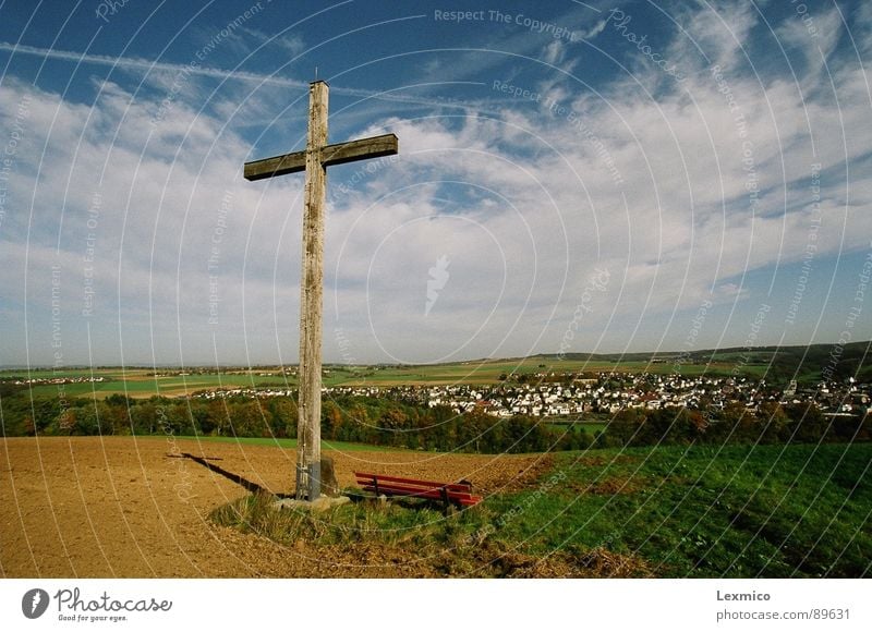 Himmelfahrt Religion & Glaube Christentum Herbst Landwirtschaft Wahrzeichen Denkmal Blauer Himmel schönwetter Landschaft Rücken Schatten schöne Aussicht