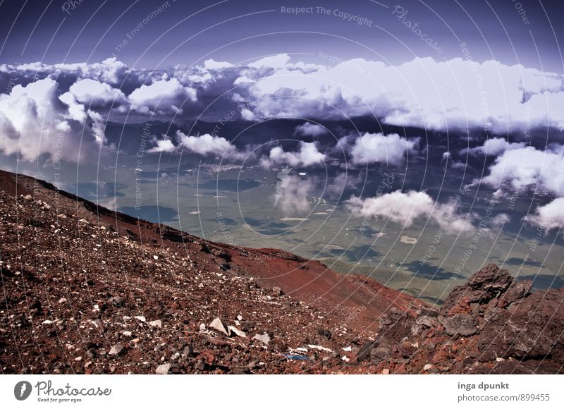 schöne Aussichten Umwelt Natur Landschaft Urelemente Erde Himmel Wolken Wetter Felsen Berge u. Gebirge Gipfel Japan Fujijama Honshu kalt natürlich Abenteuer