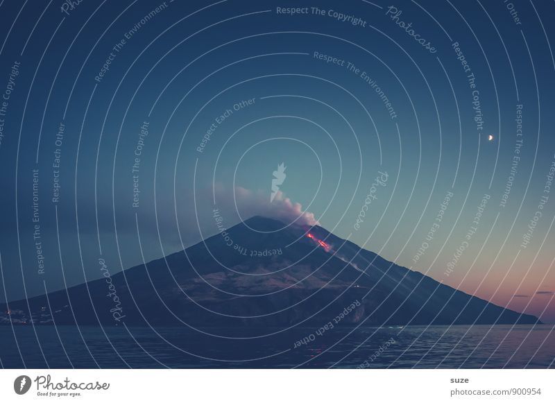 Teufels Küche Italien Sizilien Ferien & Urlaub & Reisen Reisefotografie Tourismus malerisch Berge u. Gebirge Himmel Abenteuer Gipfel Meer Lava glühend Eruption