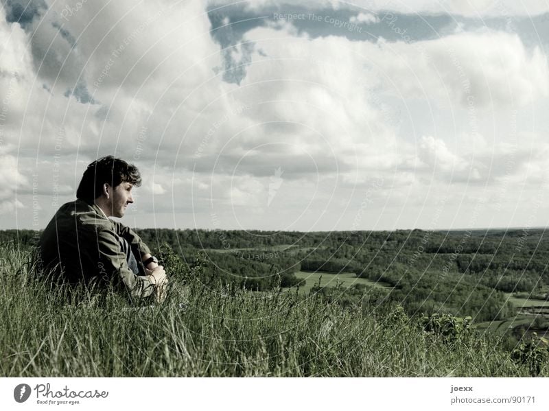 Weiter II ausschalten Erholung Aussicht durchdrehen Bergwiese Wolken Ferien & Urlaub & Reisen Ferne Fernweh Freizeit & Hobby Gras grün Grünfläche Halm Horizont