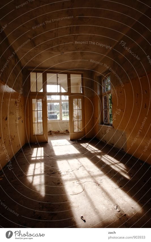 Flutlicht Häusliches Leben Wohnung Haus Renovieren Innenarchitektur Raum Wohnzimmer Ruine Gebäude Architektur Mauer Wand Fassade Balkon Fenster alt kaputt braun