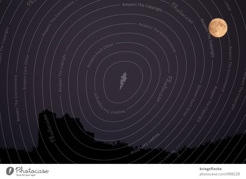 ***Gute Nacht*** Landschaft Nachthimmel Mond Vollmond Natur ruhig Burgruine Schatten dunkel mystisch Mondschein Mitternacht Halloween Außenaufnahme Menschenleer