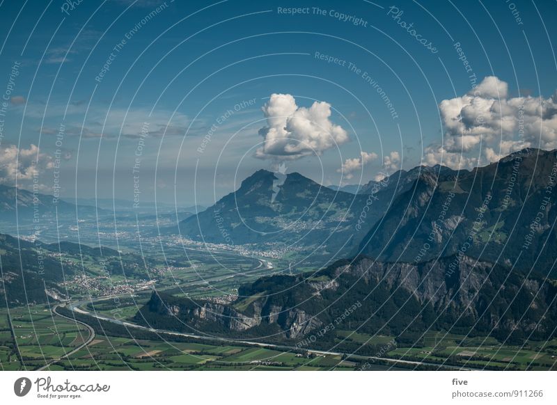 St. Galler Rheintal Umwelt Natur Landschaft Urelemente Erde Himmel Wolken Sonne Herbst Klima Wetter Schönes Wetter Pflanze Baum Wiese Hügel Felsen Alpen