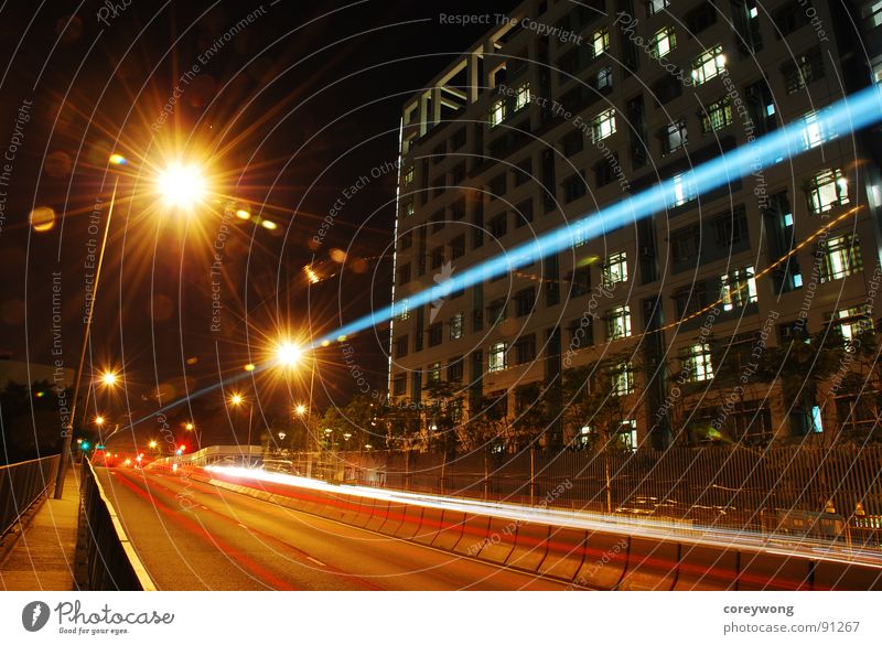 Night Motion Hongkong Langzeitbelichtung Lines night street lamp city university radiate stripe vibrancy trace