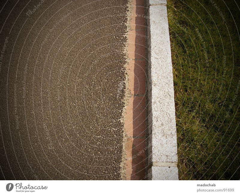 SCHAIZ AUF POLITICAL CORRECTNESS Muster Geometrie Am Rand Wiese Gras Natur grün Asphalt graphisch Verkehr gefährlich Schilder & Markierungen Linie line