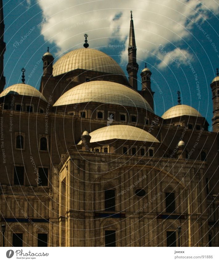 Bedacht Ägypten Gebet Dach Fenster Gebäude glänzend Religion & Glaube Haus Islam Kultur Kuppeldach Minarett Moschee Gold Wand Wolken Gotteshäuser Afrika