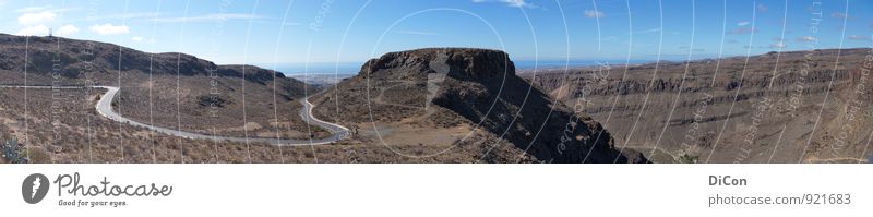 GC-60 Landschaft Felsen Berge u. Gebirge Schlucht Gran Canaria Straße Ferne frei gigantisch braun grau Freiheit Farbfoto Außenaufnahme Menschenleer Tag