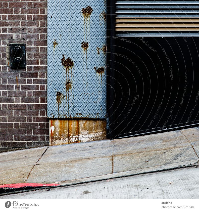 Schusswunden Mauer Wand Stadt Loch farbspritzer Einfahrt Steigung Neigung San Francisco Farbfoto Muster Strukturen & Formen Menschenleer Textfreiraum rechts