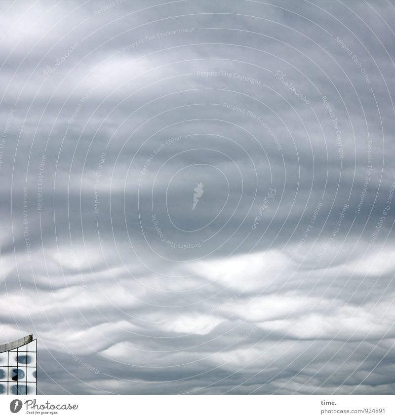 Partitur, unvollendet Himmel Wolken Sturm Hamburg Hafenstadt Skyline Hochhaus Konzerthaus Sehenswürdigkeit rebellisch wild Bewegung bedrohlich Konzentration