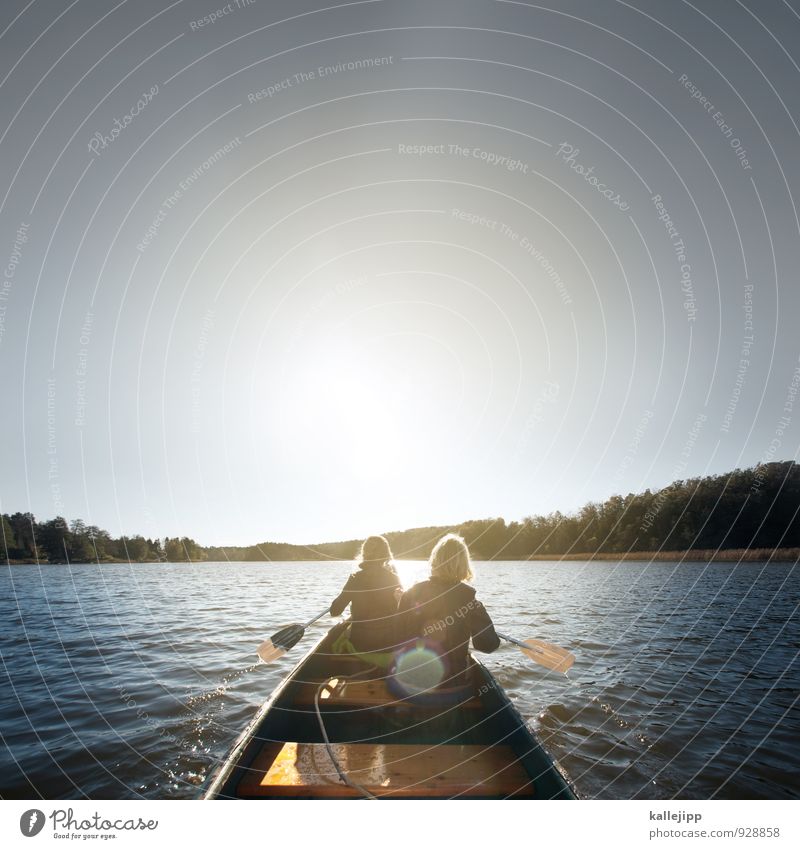 Kinder in einem Boot Mensch Kindheit Leben 2 8-13 Jahre Umwelt Natur Landschaft Pflanze Tier Wasser Wassertropfen Sonne Herbst Wetter Schönes Wetter Grünpflanze